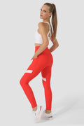 Garnished Pocket Sports Tights Vermilion - White