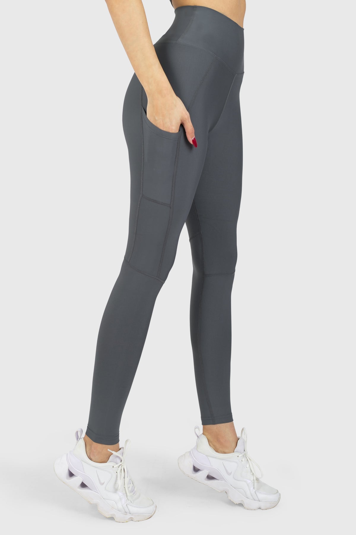 Pocket High Waisted Tights Grey