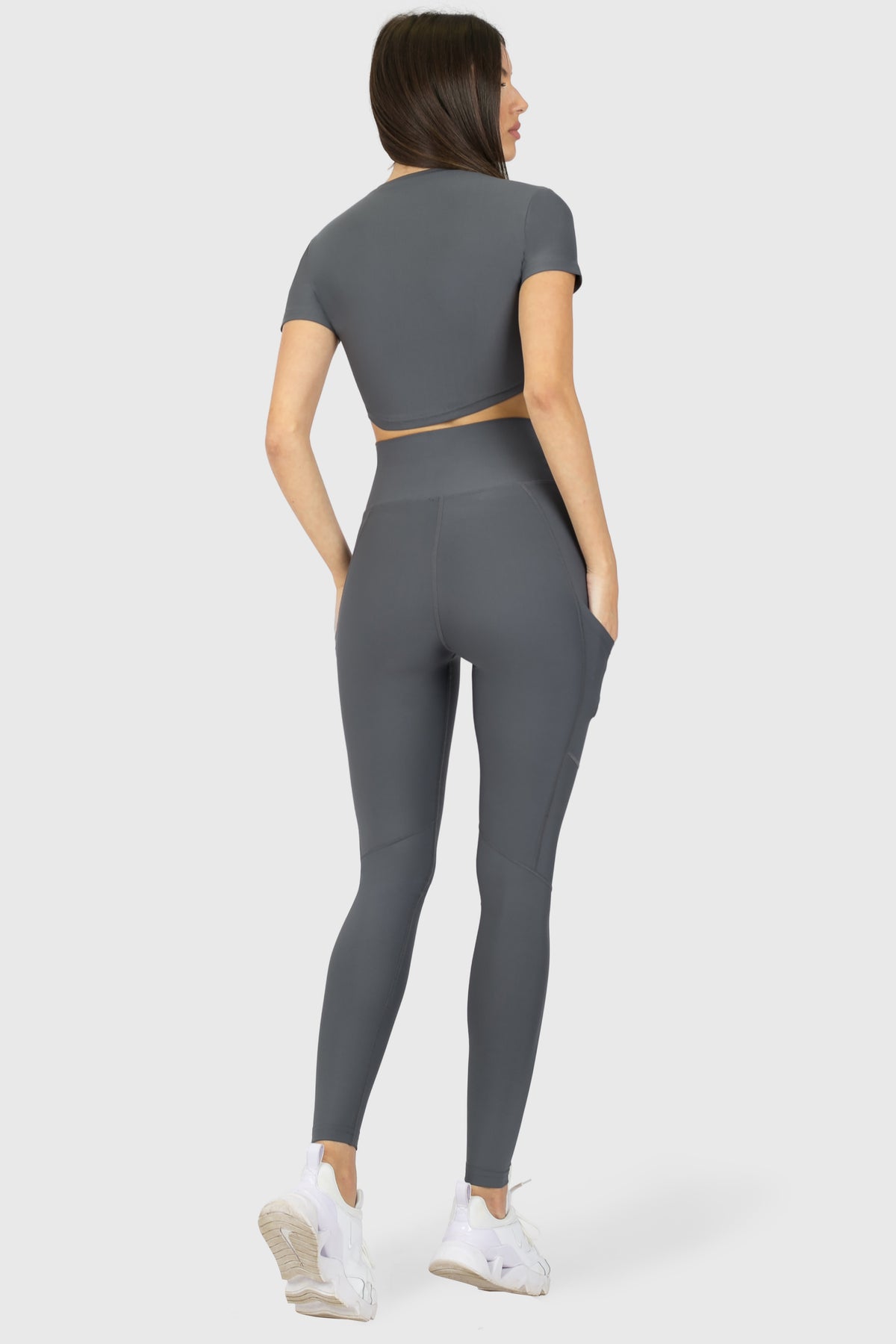 Pocket High Waisted Tights Grey