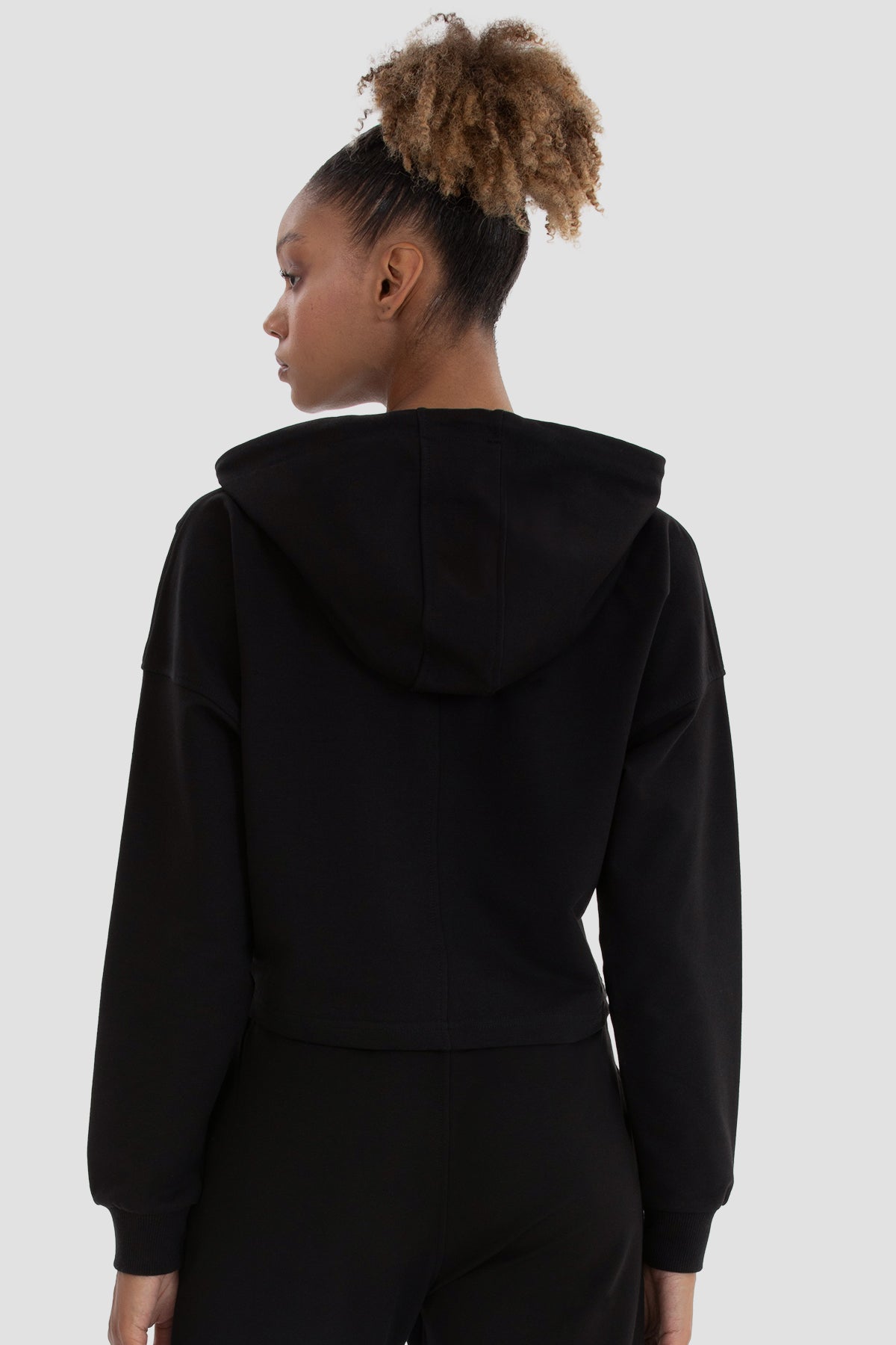 Kayze Oversized Cropped Hoodie - Black