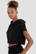 Kush Sleeveless Cropped Hoodie - Black