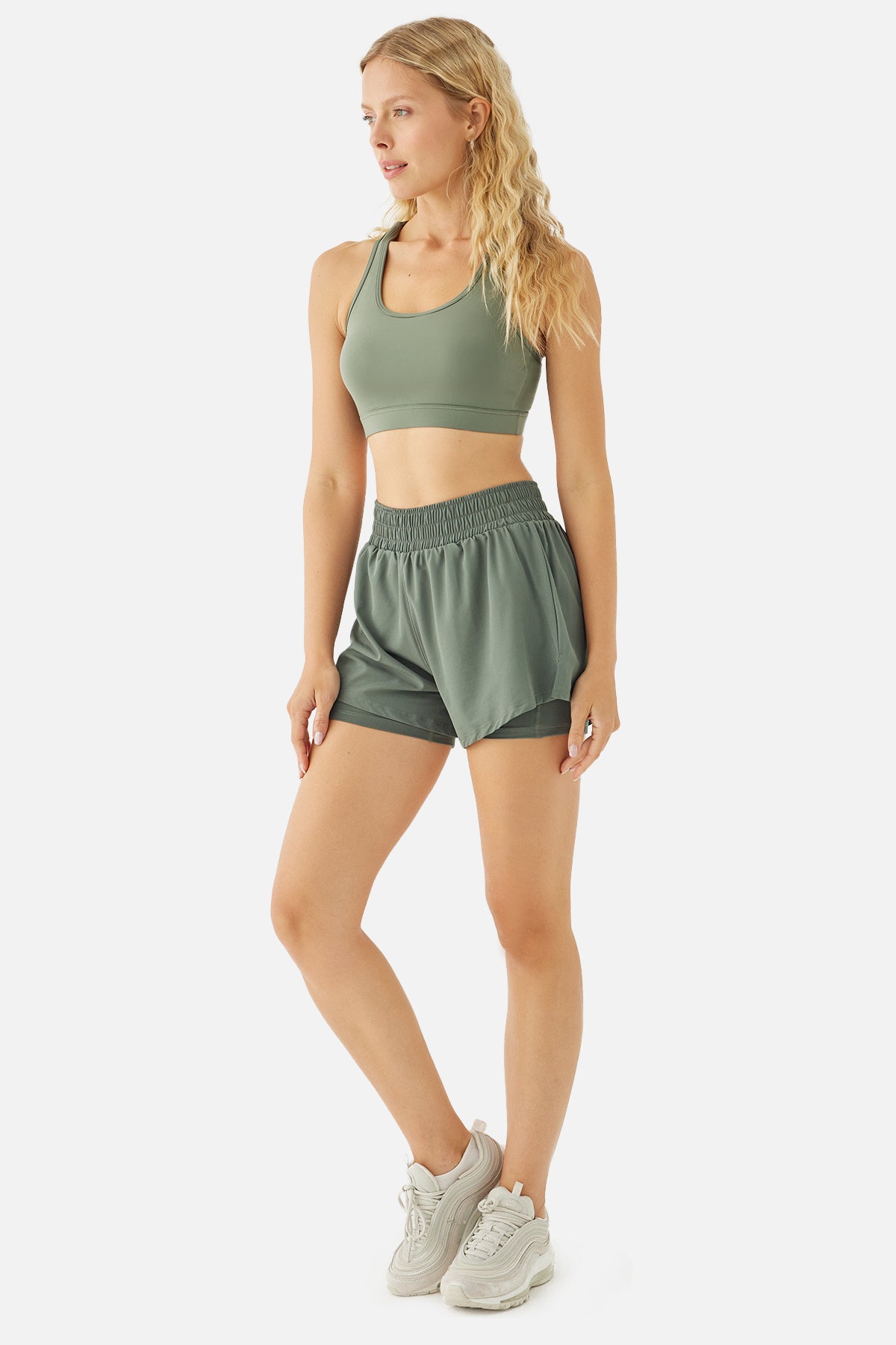 Rose Dynamic Sports Shorts - Olive Green