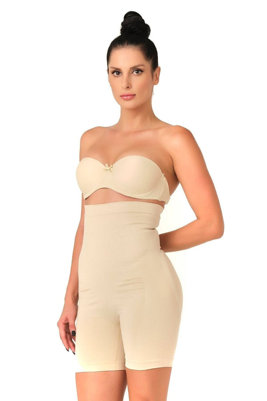 Seamless High Waisted Short Thigh Shaper Corset (Skin Colour)